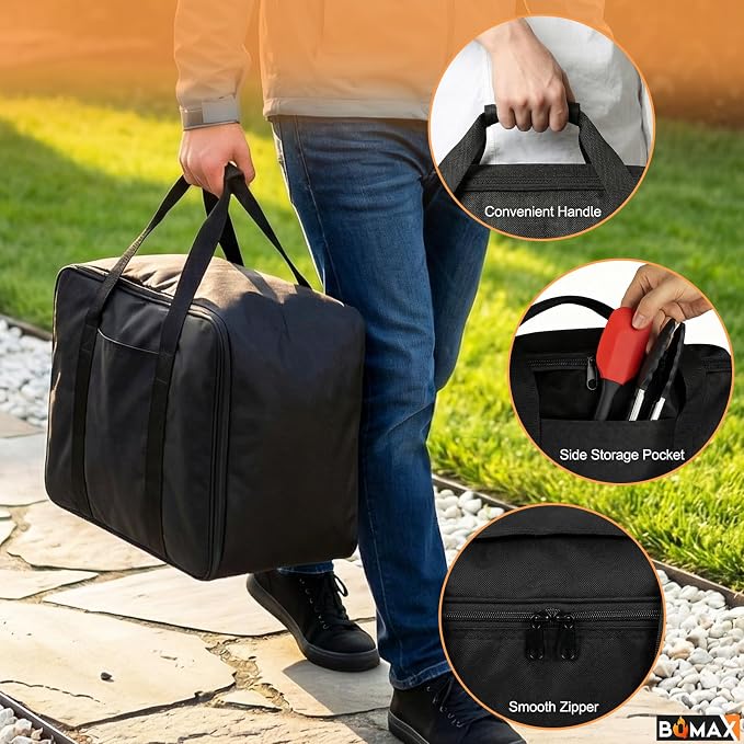 BQMAX Carry Bag and Griddle Cover Replacement for 5510 Blackstone 22" Table Top Griddle with Hood/Lid, Heavy Duty 600D Polyester Waterproof Grill Cover and Bag