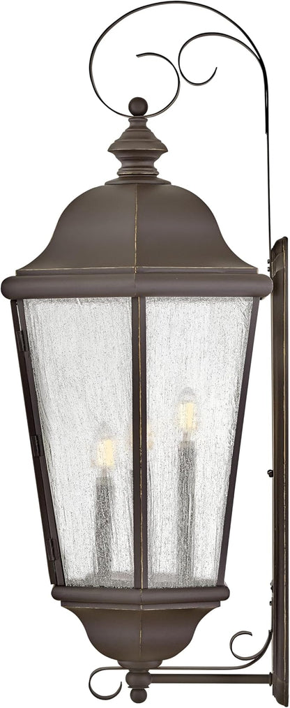 Hinkley Edgewater Outdoor Extra Large Wall Mount Lantern - Clear Seedy Glass, Aluminum - Oil Rubbed Bronze Finish
