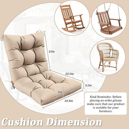 Patio Seat&Back Chair Cushions for Outdoor Furniture，Comfortable Cushions for Rocking/Dining/Lawn Chair-Set of 4