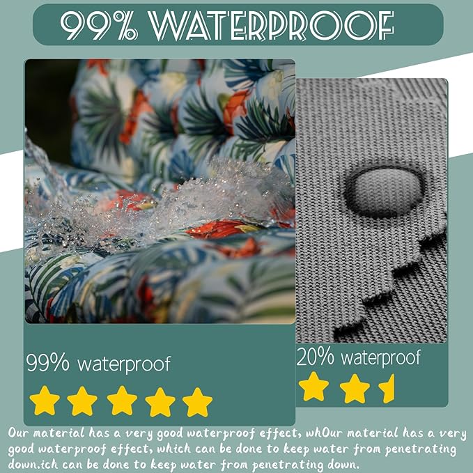 Replacement Cushions for Swing, Swing Cushions 3 Seater Replacement, Waterproof Thicken Washable Pad Cushion for Outdoor Indoor Furniture Swing Patio (Fresh Summer, 40x63 inch)