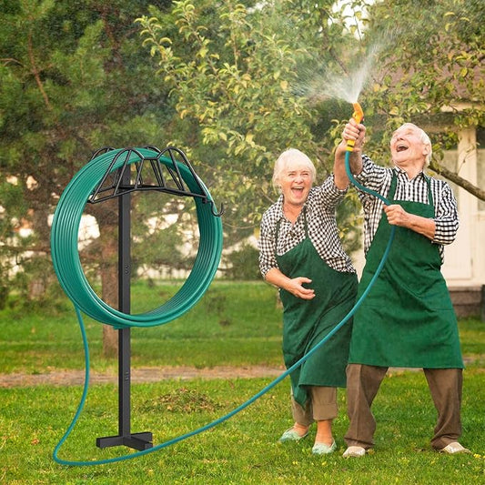 Wphold Garden Hose Holder Freestanding, Extra Thick Water Hose Stand, Heavy Duty Metal Garden Hose Storage,Garden Hose Reel, Water Hose Holders for Outside, Detachable Outdoor Hose Holder