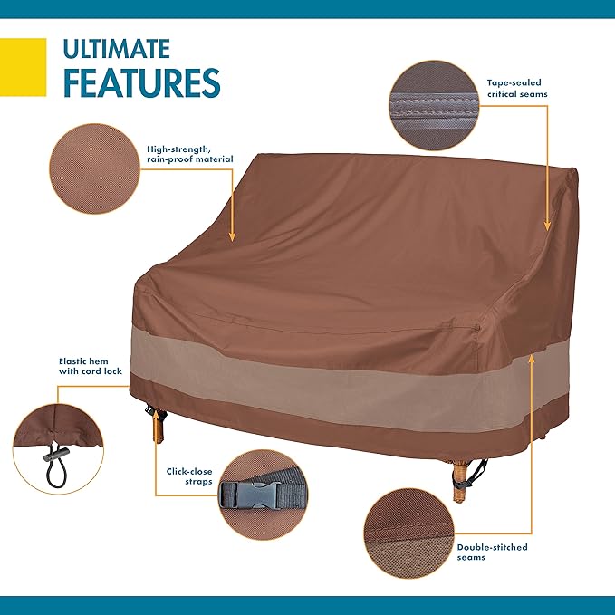 DUCKCOVERS ULV543735 Ultimate 54 in. W Patio Loveseat Cover, x 37" D x 35" H, Mocha Cappuccino, Patio Furniture Covers