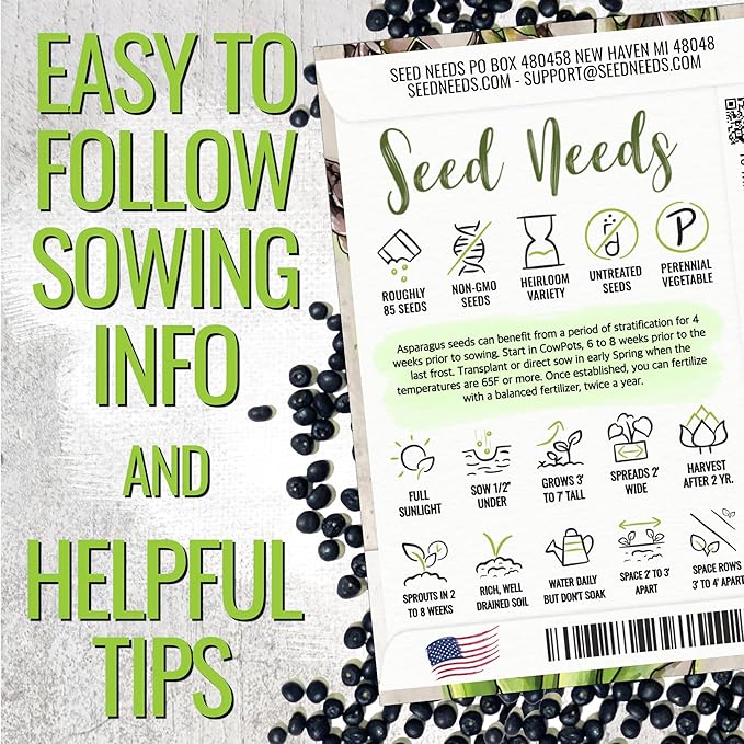 Seed Needs Mary Washington Asparagus Seeds to Plant Heirloom 1 Pack