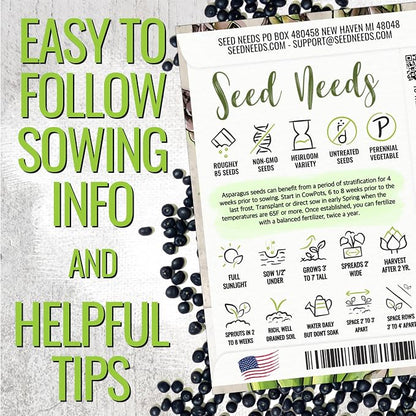 Seed Needs Mary Washington Asparagus Seeds to Plant Heirloom 5 Packs