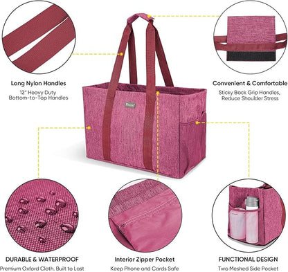 BALEINE Soft 9 Gallon Extra Large Utility Tote, Foldable Reusable Storage Bag (Berry Pink)
