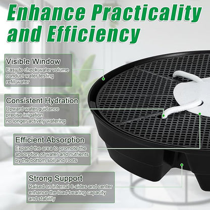4 Pcs Self-Watering Fabric Pot Base, Auto-Irrigation System Plant Saucer for 5 Gallon Fabric Pots, Auto Watering Plant Water Tray Self Watering System for Indoor Greenhouses Grow Tents Gardens
