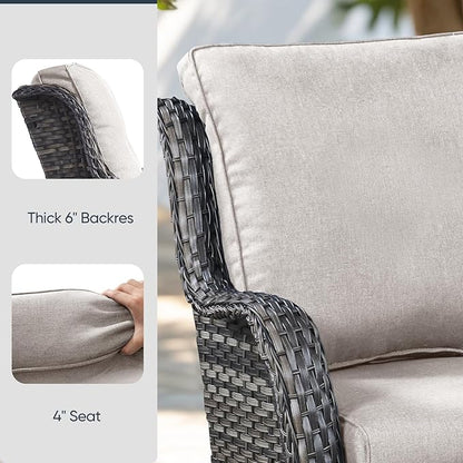 Patio Chair Cushions 4 Packs - Outside High Back Thick Water-Resistant Cushion 22x24 with Zipper Cover for Outdoor Glider Rocking Chairs Loveseat Couch – Beige/Regular