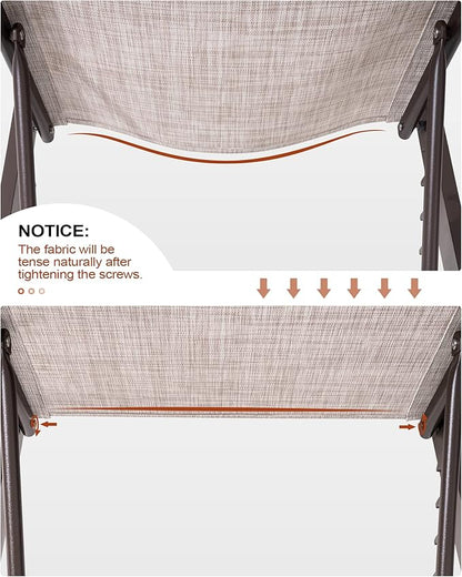 Crestlive Products Aluminum Chaise Lounge Chair Outdoor Set of 2, Adjustable 5 Positions Outdoor Lounge Furniture, Pool Tanning Recliner Perfect for Patio, Lawn, Yard, Pool