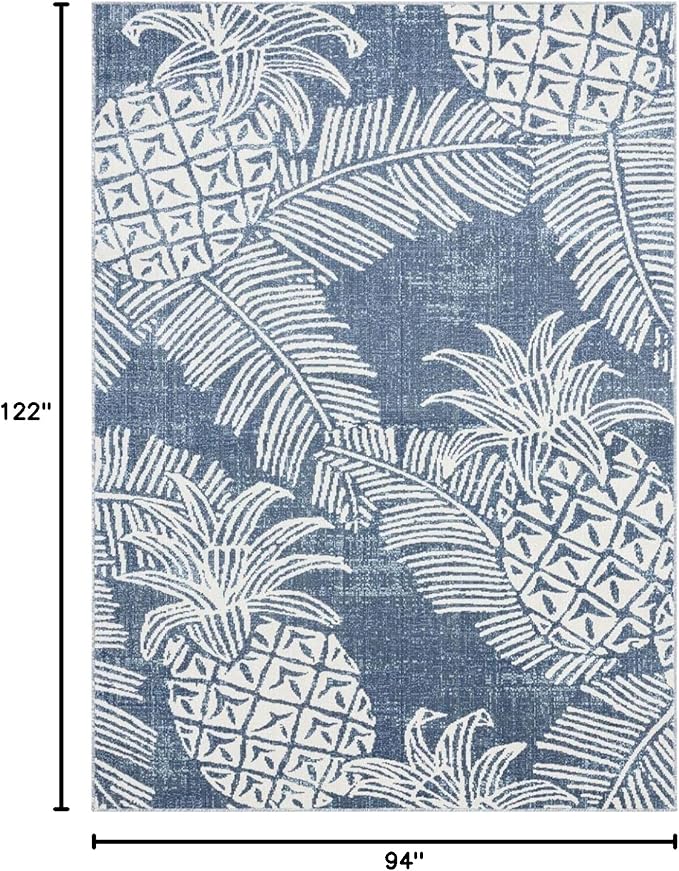 Tommy Bahama Malibu Pineapple Coastal Indoor/Outdoor Area Rug, Navy/Ivory, 7'10"x10'2"