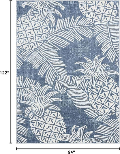 Tommy Bahama Malibu Pineapple Coastal Indoor/Outdoor Area Rug, Navy/Ivory, 7'10"x10'2"