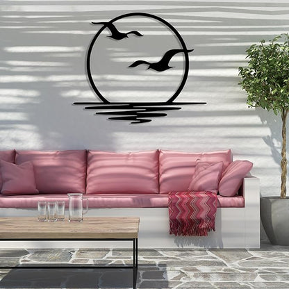 Sunrise Metal Wall Art, Sunset Metal Wall Decor for Living Room, Sunshine Line Art Home Decor Outdoor Indoor, Sun Design Modern Artwork for Walls, Abstract Sunset Wall Decor, Housewarming Gifts