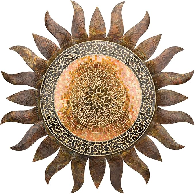 Regal Art & Gift Gold Large Metal Sun Wall Decor - 36 Inch | Indoor Outdoor Rust-Resistant Sunburst Sculpture | Eye-Catching Metal Sun Wall Art Accent for Patio, Garden, Living Room