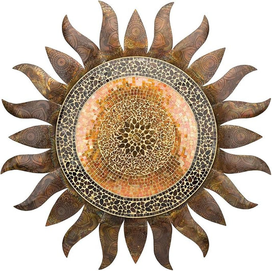 Regal Art & Gift Gold Large Metal Sun Wall Decor - 36 Inch | Indoor Outdoor Rust-Resistant Sunburst Sculpture | Eye-Catching Metal Sun Wall Art Accent for Patio, Garden, Living Room