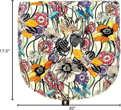 Patio Cushion, Rocking Chair Cushion, Tufted Pads, Set of Upper and Lower with Ties Pack of 2 (2 Sets) - Back 19"×16.5", Seat 16.5"×16.5" (Black Purple Flowers)