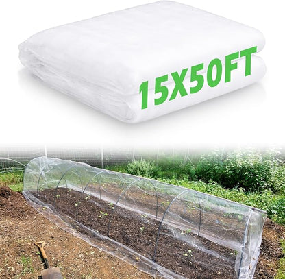 Garden Insect Netting for Raised Beds Extra Large Fruits Tree Netting Pest Barrier White Ultra Fine Mesh Row Bed Covers Net for Vegetable Fruit Protection from Insect Bird Animals(15 x 50 ft)