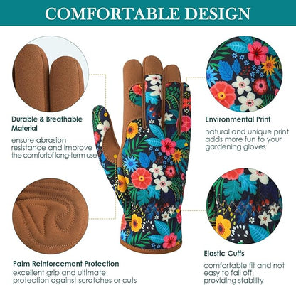Trifabricy Gardening Gloves for Women, Breathable Leather Garden Gloves with Grip, Thorn-Proof Puncture-Resistant Work Gloves