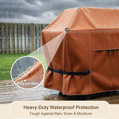 NettyPro Grill Cover for Outdoor Grill 70 inch Waterproof Heavy Duty Gas BBQ Grill Cover for Outside Weber, Char-Broil, Brinkmann, Jenn Air, Nexgrill 3-5 Burners Barbecue, Brown