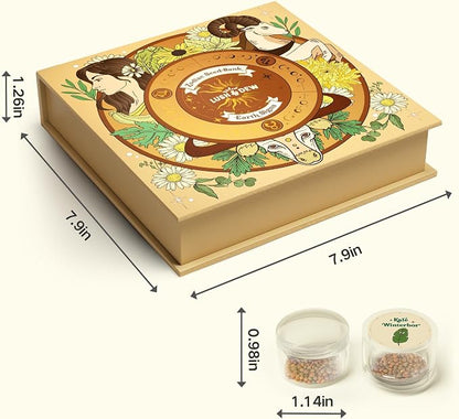 LUSH&DEW Zodiac Garden Seed Bank, 12 Varieties Non-GMO USA-Sourced Heirloom Herb Flower Seeds with Moon Calendar, Gardening Gift for Women Men, Witchcraft Supplies, Earth Sign (Taurus Virgo Capricorn)