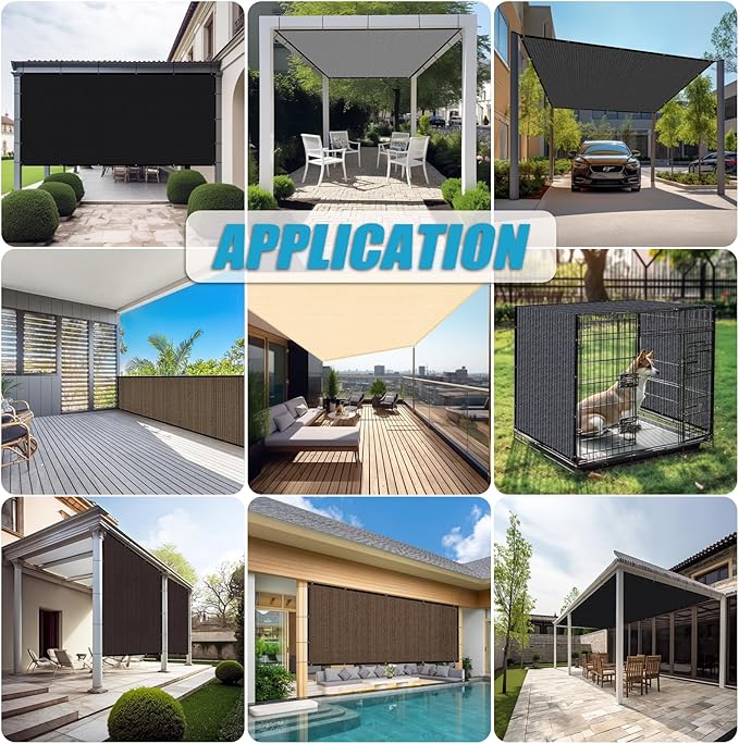 Amagenix 90% Shade Fabric 8'X 22' Black Sun Shade Cloth with Grommets for Pergola Replacement Shade Cover Canopy, Heavy Duty, Cable Zip Ties Included (We Customized)