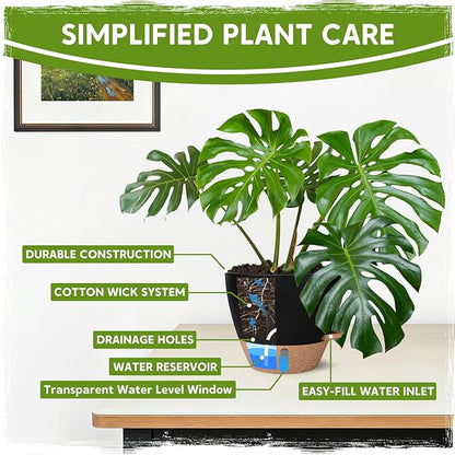 Self-Watering Pots for Indoor Plants with Visible Water Window,5/6/6.5/8/10 Inch Outdoor Flower Pots with Drainage Holes & Reservoir for Patio, Home Decor (Black)