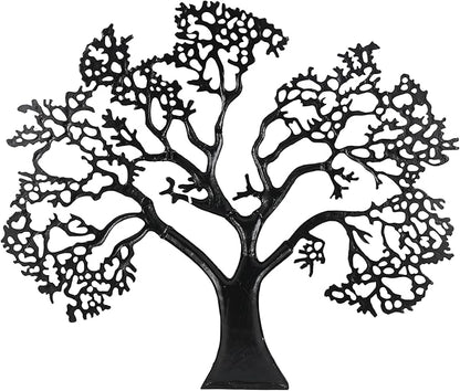 Deco 79 Aluminum Metal Tree Home Wall Decor Large Textured Wall Sculpture, Wall Art 50" x 1" x 41", Black