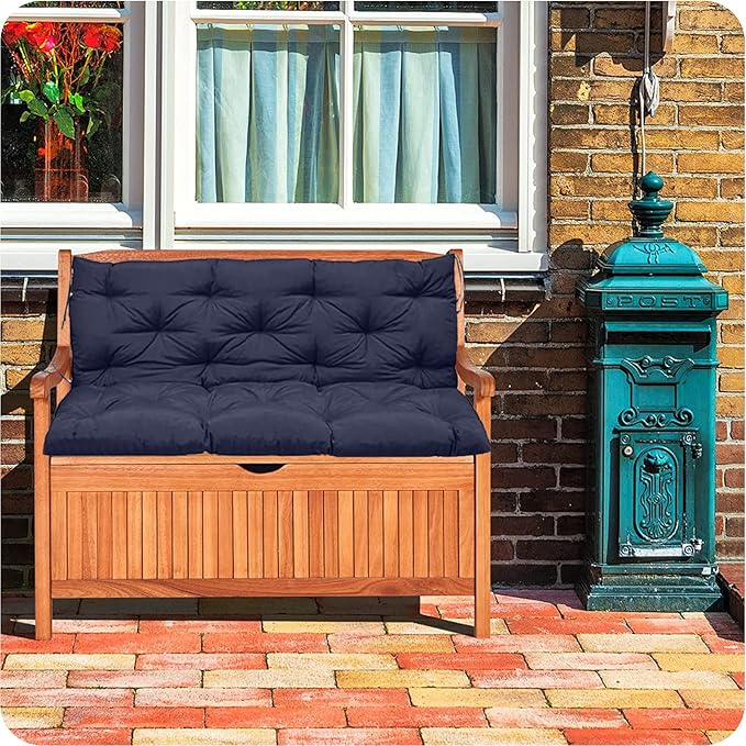 Swing Replacement Cushions with Backrest, 2 or 3 Seater Waterproof Non-Slip Overstuffed Swing Pad, Indoor/Outdoor Bench Cushion for Porch Chair Swings Garden Furniture (Navy blue, 40 * 71 in)