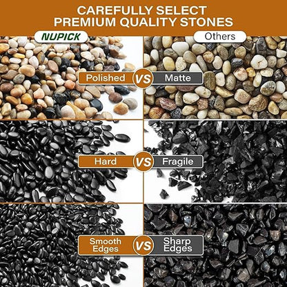 NUPICK 6lb River Rocks for Plants Indoor, 3/8 Inch Mixed Pebbles for Vase Fillers, Decorative Pea Gravel for Fish Tank, Natural Polished Stones for Succulent, Bonsai, Landscaping, Bird Baths
