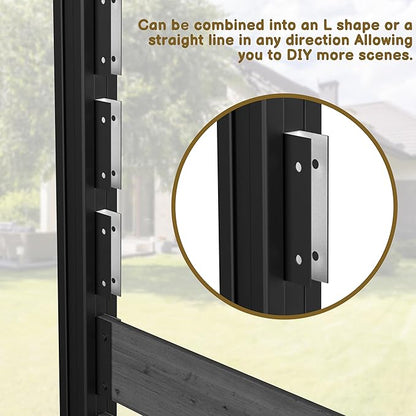 MUPATER 5ft H×3.3ft W No-Dig Wooden Privacy Screen-Dual-Use Design,Ideal Outdoor Privacy Barrier for Hard Surfaces & Soil,Durable Aluminum Post,Suit for Concealing Trash Bins, AC Units, Gray(1 Panel)