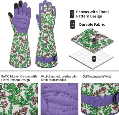 Long Gardening Garden Gloves,Thorn-proof&Puncture Resistance Rose Cactus Gauntlet Glove for Gardener,Gifts