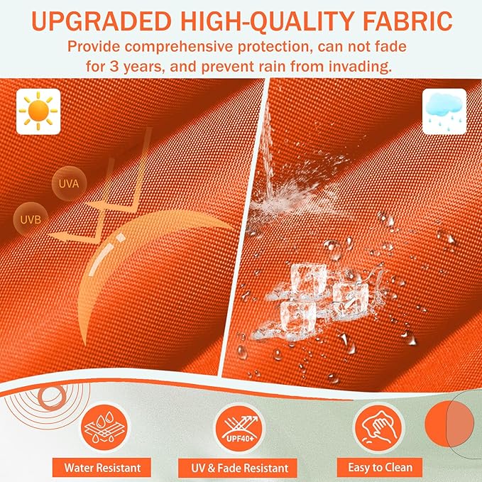 2/3 Seater Swing Replacement Cushion, Waterproof Porch Swing Cushions with Backrest, Thickened Bench Cushions for Outdoor Furniture, for Outdoor Patio Swing (Orange, 47 * 40 in)