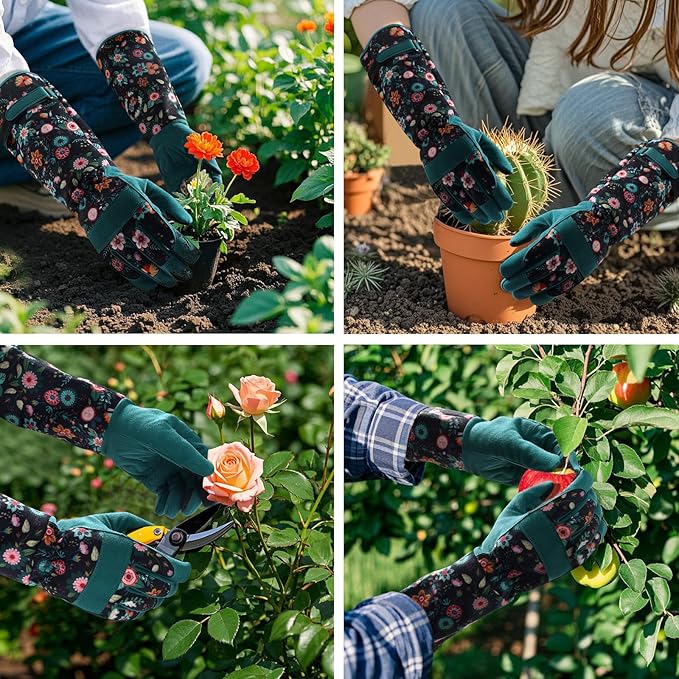Trifabricy Gardening Gloves for Women - Long Garden Gloves with Grip Breathable, Thorn-Proof Puncture-Resistant Work Gloves