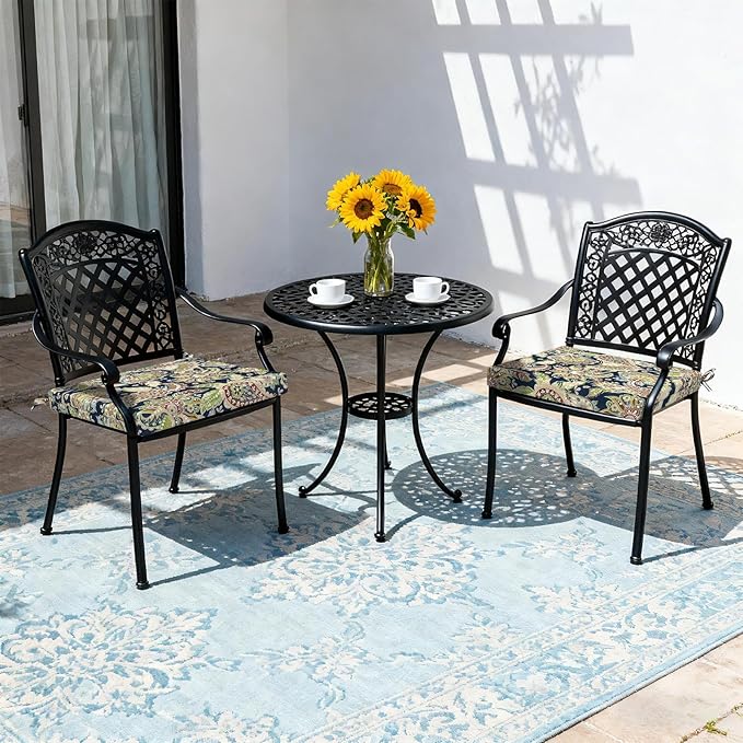 LVTXIII Outdoor Seat Cushions Set of 2 Square Chair Cushions with Ties, Patio Chair Pads for Home Office and Patio Garden Furniture Decoration 19"x19"x2", ‌Paisley Sapphire Blue