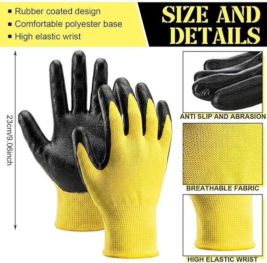 Gardening Gloves for Men Women Breathable Rubber Coated Working Gloves for Gardening, 9.1 Inch