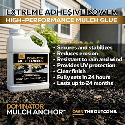 Dominator Mulch Anchor 1 Gallon - Mulch Glue & Gravel Binder, Rock Glue for Landscaping, Pea Gravel & Bark, Strong Stabilizer & Stone Glue Adhesive, Made in the USA