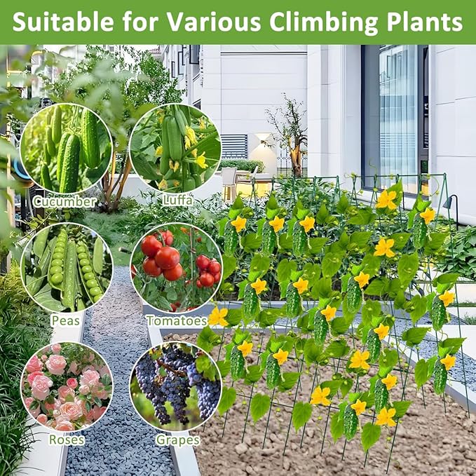 2 Pack Cucumber Trellis for Raised Garden Bed, 42"X 16" A-Frame Garden Trellis, Metal Climbing Plants Support Trellis for Tomato, Beans,Vegetables