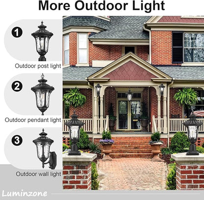 Outdoor Pendant Light for Porch, Exterior Hanging Lantern Outdoor Chandelier in Black Finish for Entryway, Doorway, Farmhouse, Foyer