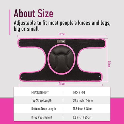 COOLJOB Women Men Knee Pads for Gardening House Working, Floor Cleaning and Construction, Durable Breathable Kneeling Cushion with Thick EVA Foam Padding and Adjustable Non-Slip Straps 1 Pair Pink