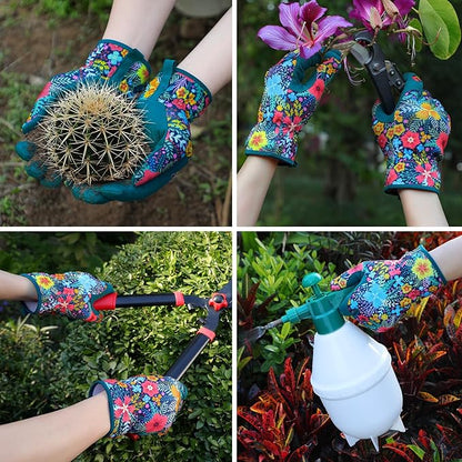 Trifabricy Gardening Gloves for Women, Breathable Leather Garden Gloves with Grip, Thorn-Proof Puncture-Resistant Work Gloves