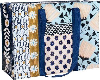 Blue Q Reusable Shoulder Tote Bag – Carry Everywhere Bag with a Hefty Zipper, Durable, Fun Design, 95% Recycled Material