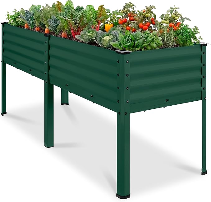 Best Choice Products 72x24x30in Non Toxic Galvanized Raised Garden Bed, Metal Elevated Planter Box, Vegetable Garden, 100% Non Toxic Materials - Dark Green