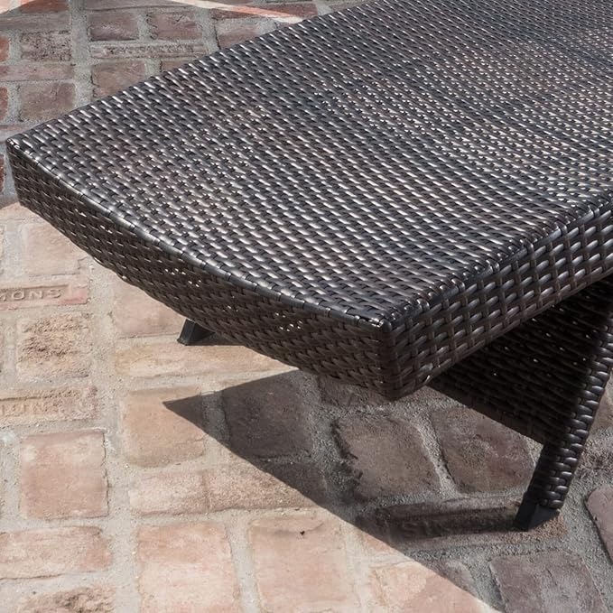 PE Rattan Adjustable Backrest Chaise Lounge Set 4 with 1 Side Table, Outdoor Pool Recliner Patio Chairs Lounge Chair Set 4 with 1 Coffee Table for Outside Beach Poolside Sunbathing