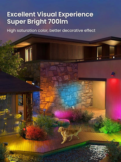 AUDERWIN Solar Spot Lights Outdoor, 9 Lighting Modes RGB, Solar Lights Outdoor Waterproof IP65, 63 LED Landscape Spotlights for Holiday Decorations