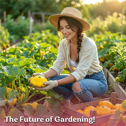 KVITER 50 Patty Pan Yellow Squash Seeds (Cucurbita pepo) – Bush Summer Squash Seed Packets, Scallop Yellow For Outdoor Garden – Non GMO Heirloom Vegetable Seeds For Planting in Home Garden Raised beds