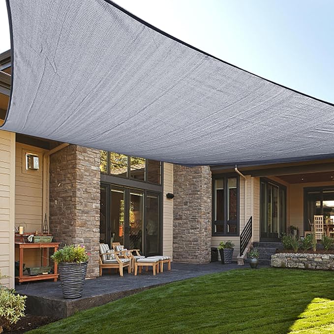 LOVE STORY Custom Size 8' x 9' Silver Grey Rectangle Sun Shade Sail Canopy Patio Sail Fabric Cloth Cover UV Block (We Make Custom Size)