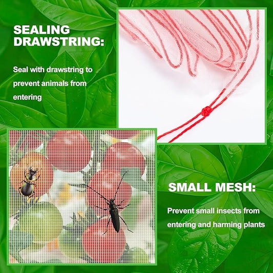 Bird Barrier Netting Mesh, Garden Netting with Zipper and Drawcord, 7.9 FT Long, 5.9 FT Wide, Plant Protection Net for Protect Plant Fruit Flower from Insect Bird