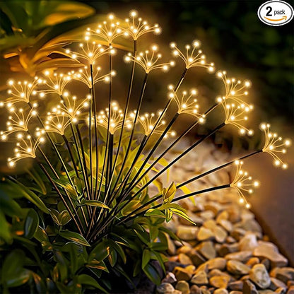 Slyuexu Solar Garden Lights 2 Pack Waterproof Swaying Starburst Light Solar Outdoor Lights for Yard Patio Walkway Pathway Party Wedding Decoration, Unique Gifts for Women, Warm White