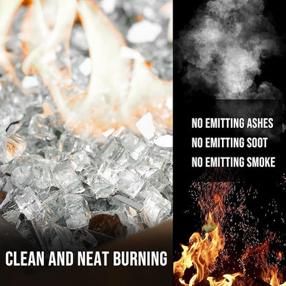 Skyflame 10-Pound Fire Glass for Fireplace Fire Pit and Landscaping, Platinum Reflective, 1/2-Inch