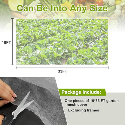Garden Netting, 10x33Ft Ultra Fine Mesh Netting Pest Barrier Protection Bird Mosquito Net Plants Cover for Vegetables Fruits Flowers Crops Greenhouse Row Cover Raised Bed Patio Mesh Netting