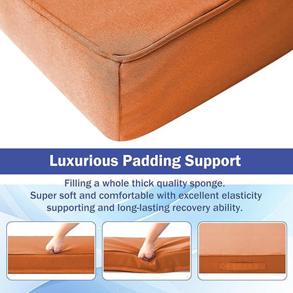 IASEAHK Patio Chair Cushions, 18.5" x 16" x 3" Outdoor Chair Cushions Set of 4, Waterproof Outdoor Cushions for Patio Furniture, Outdoors Seat Cushions Set of 4 with Handle and Ties, Spice
