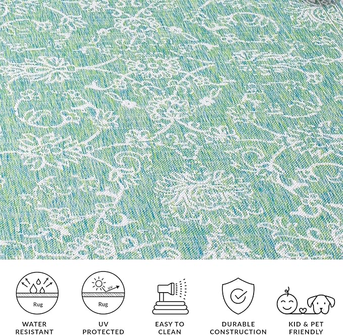 SAFAVIEH Courtyard Collection 5'3' x 7'7' Green/Ivory CY8680 Indoor/ Outdoor Patio Backyard Mudroom Area Rug